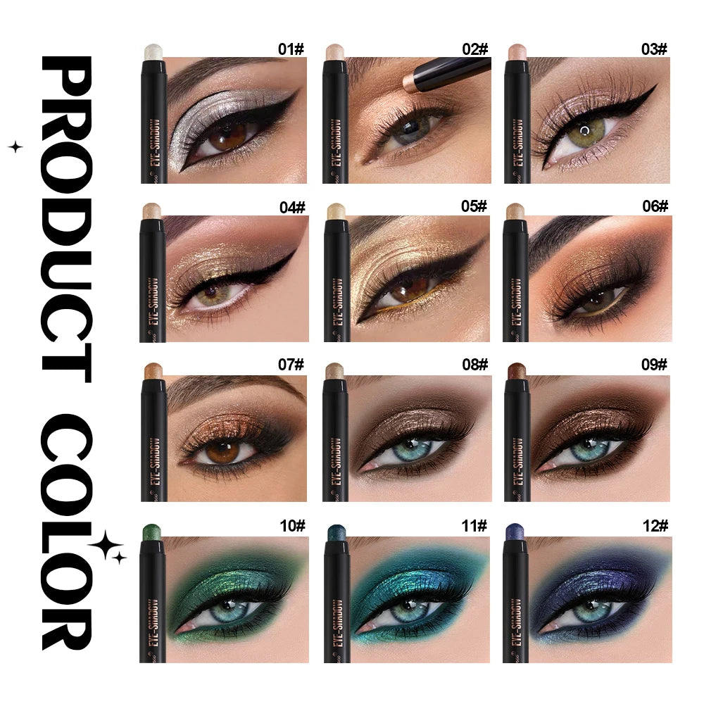 Eyeshadow Pen, Pearlescent Eyeshadow, Versatile, One-Touch Application, Non-Smudging, Waterproof Eyeshadow, High-Gloss, Delicate, Silky, Shimmering Liquid Eyeshadow