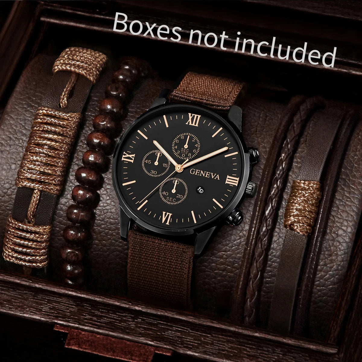 Men Watches Casual Male's Quartz Watch Bracelets Set