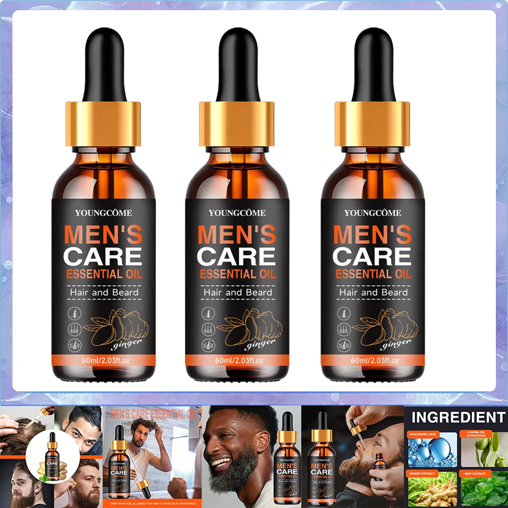 Men Beard Essential Oil Increase Moisturize Soft Smooth Nourish Thicken For Grooming Hair Facial Care Beard Growth Oil Care