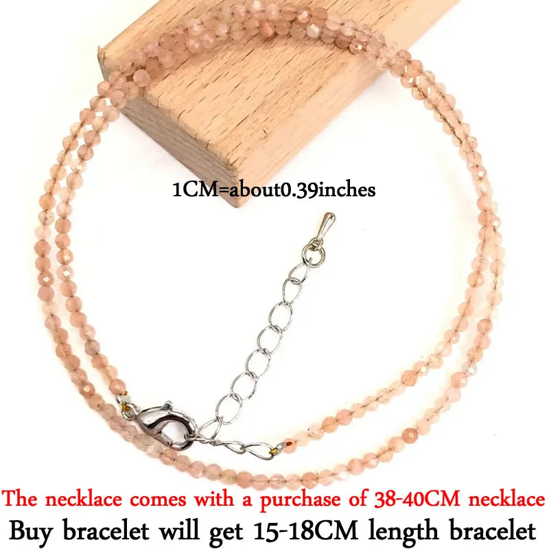 Small Natural Stone Bead Necklace Bracelet for Women, Zircon Tourmaline Pearl Necklace with, Reki Clavicle Chain, Choker, 2-3mm