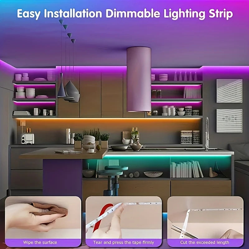 RGB Led Strip Lights 1M-40M  Led Room Light with APP Control Flexible Ribbon Luces Led Tape for Room Bedroom Decoration