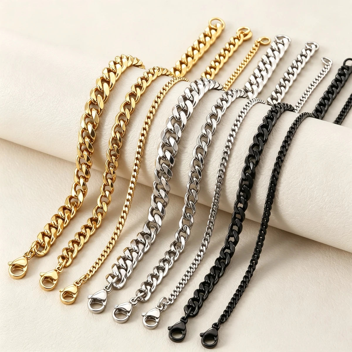 HNSP 3-12MM Stainless Steel Cuban Link Chain Necklace For Men Women Waterproof Jewelry Black Gold Silver Color Curb Chain