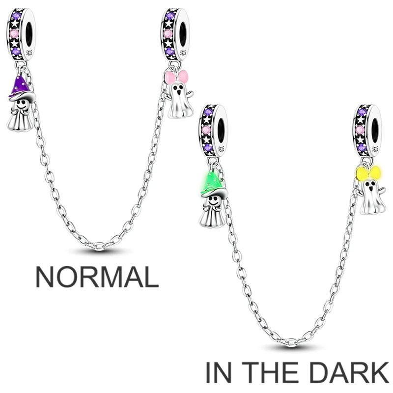 2026 Halloween Skull Charms Bead 925 Sterling Silver Sparkling Zircon Pumpkin Head Dangle Fit Bracelet DIY Jewelry Holiday Gift