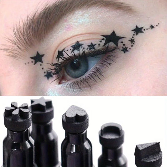 Star Liquid Eyeliner Black Moon Stamp Eye Liner Pencil 2 in 1 Waterproof Long-lasting Easy Applying Eye Eyeliner Pen Makeup