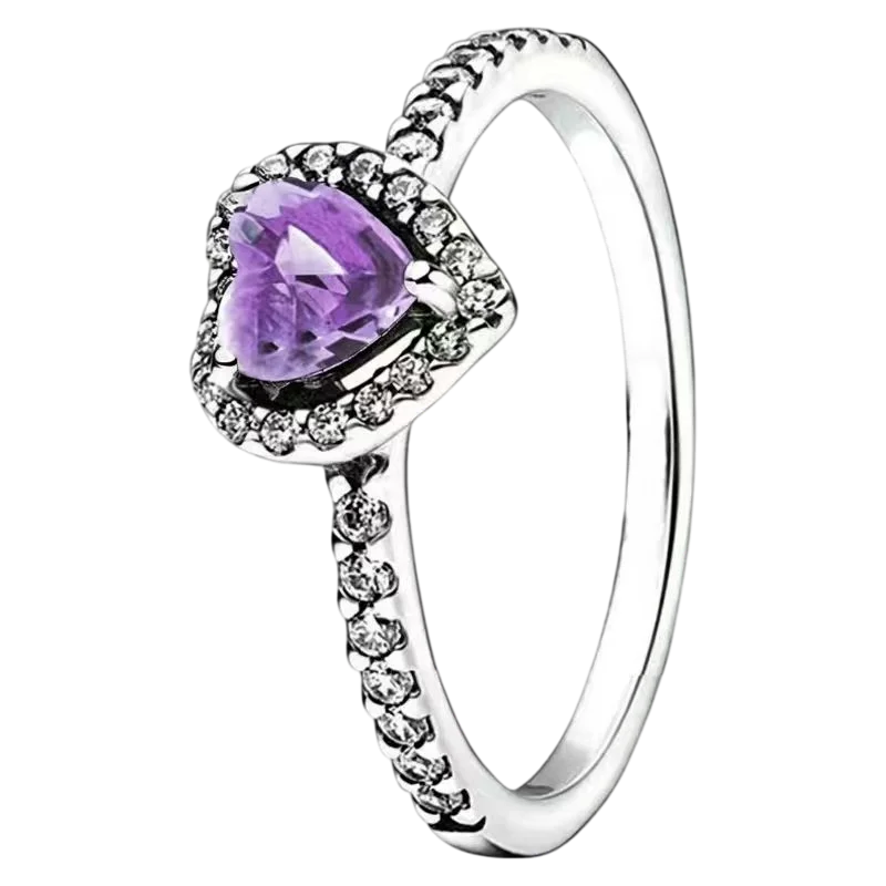 2025 New 925 Silver Red Pink, Purple,green Heart-shaped Rings Are Suitable For Delicate For Women At Wedding Parties Jewelry