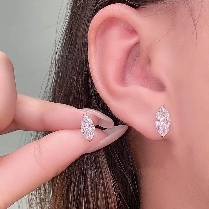 Marquise Cut Moissanite Earrings D VVS1 S925 Silver Plated with GRA Certificate Ladies Earrings Exquisite Wedding Jewelry