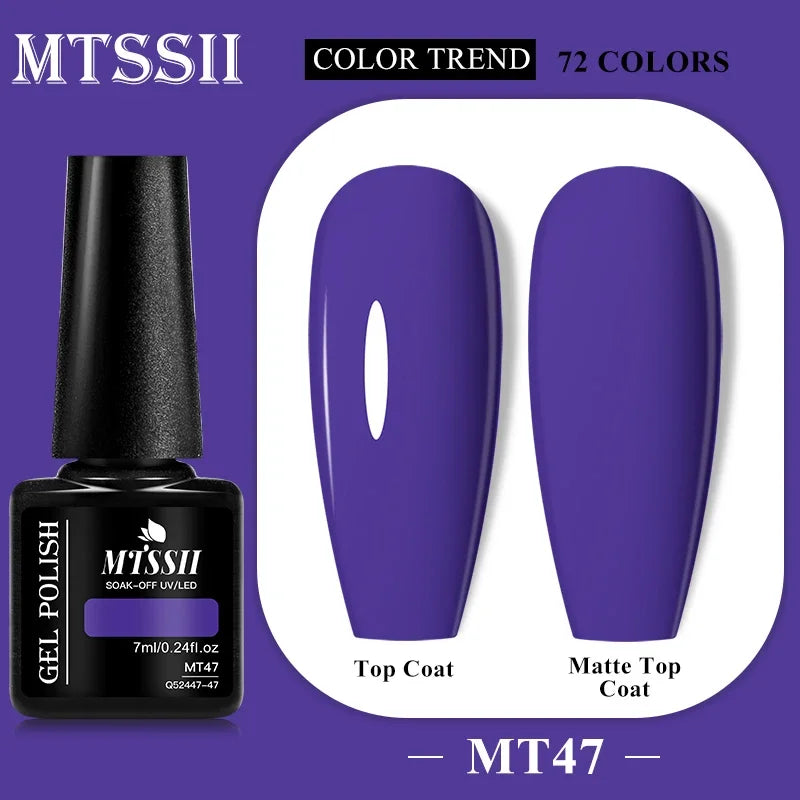 MTSSII 72 Colors 7ml Colorful Gel Nail Polish Nail Supplies Semi Permanent Nail Art Manicure Soak Off LED UV Gel Nail Varnish