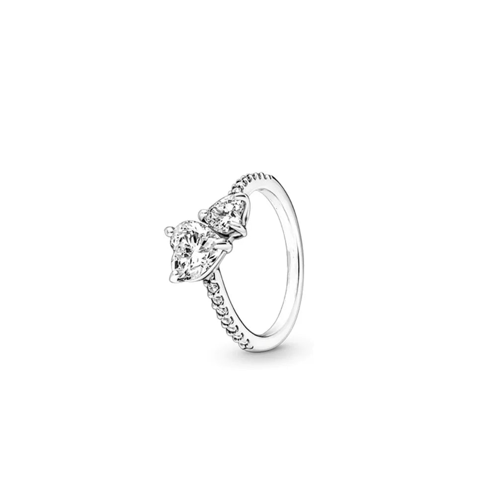 New 925 Silver Heart-Shaped,Floral,Square Ring Suitable for Exquisite High-Quality Jewelry for Women at Wedding Parties