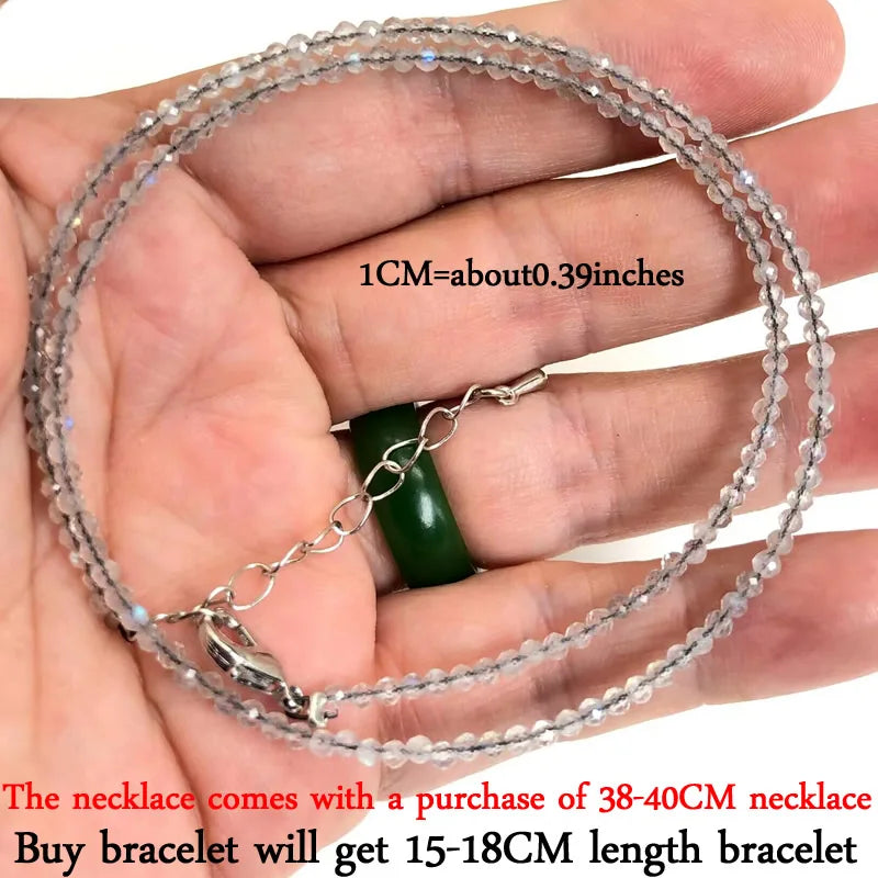 Small Natural Stone Bead Necklace Bracelet for Women, Zircon Tourmaline Pearl Necklace with, Reki Clavicle Chain, Choker, 2-3mm
