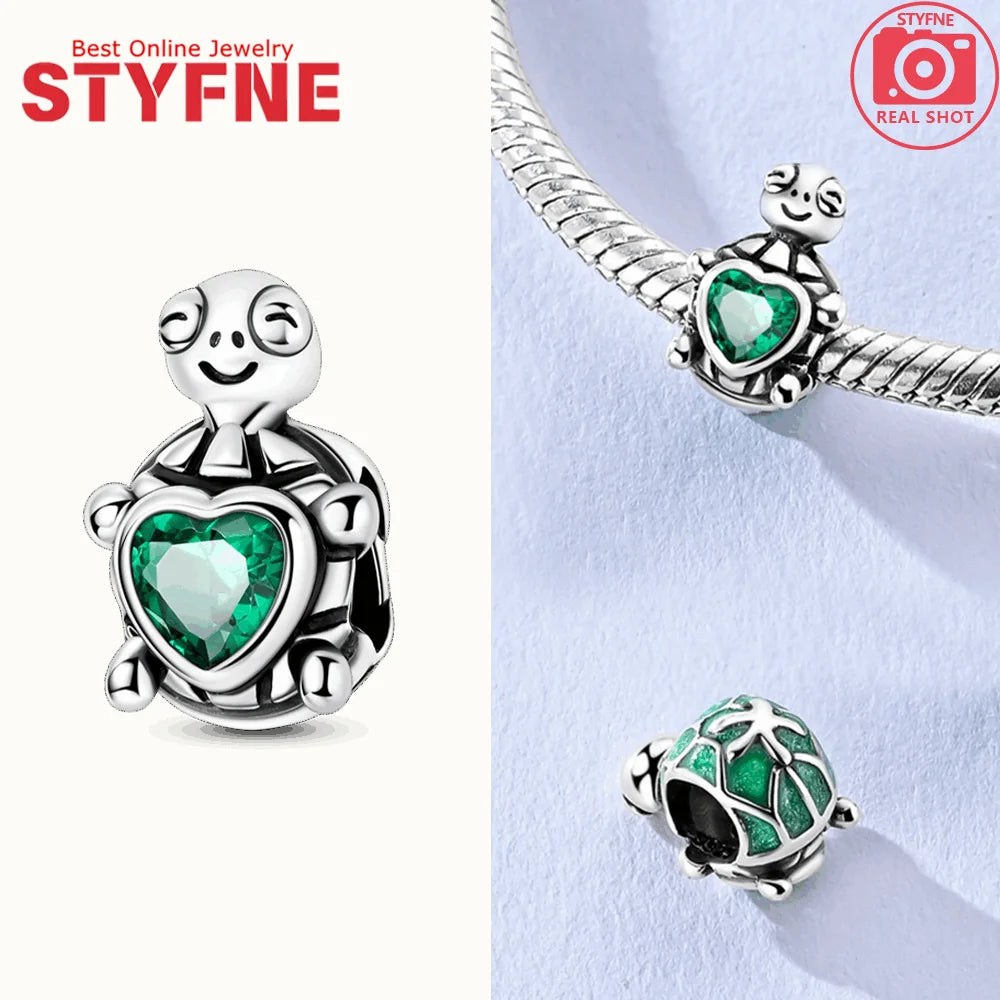 925 Sterling Silver Ocean Series Blue Turtle Starfish Shell Fit Original Bracelet Charms for Women diy Fine Jewelry Gifts