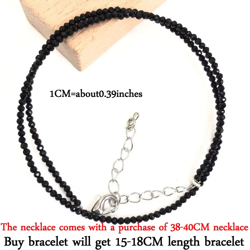 Small Natural Stone Bead Necklace Bracelet for Women, Zircon Tourmaline Pearl Necklace with, Reki Clavicle Chain, Choker, 2-3mm