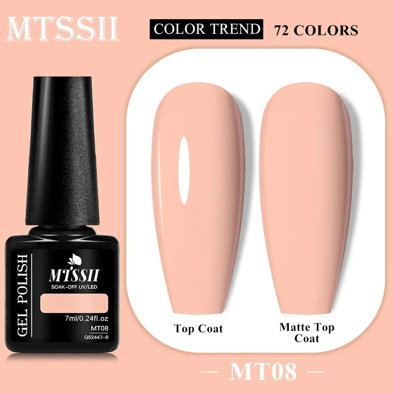MTSSII 72 Colors 7ml Colorful Gel Nail Polish Nail Supplies Semi Permanent Nail Art Manicure Soak Off LED UV Gel Nail Varnish