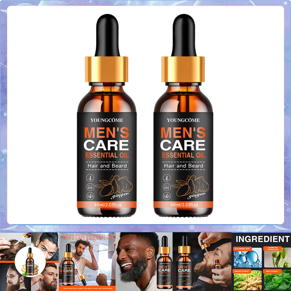 Men Beard Essential Oil Increase Moisturize Soft Smooth Nourish Thicken For Grooming Hair Facial Care Beard Growth Oil Care