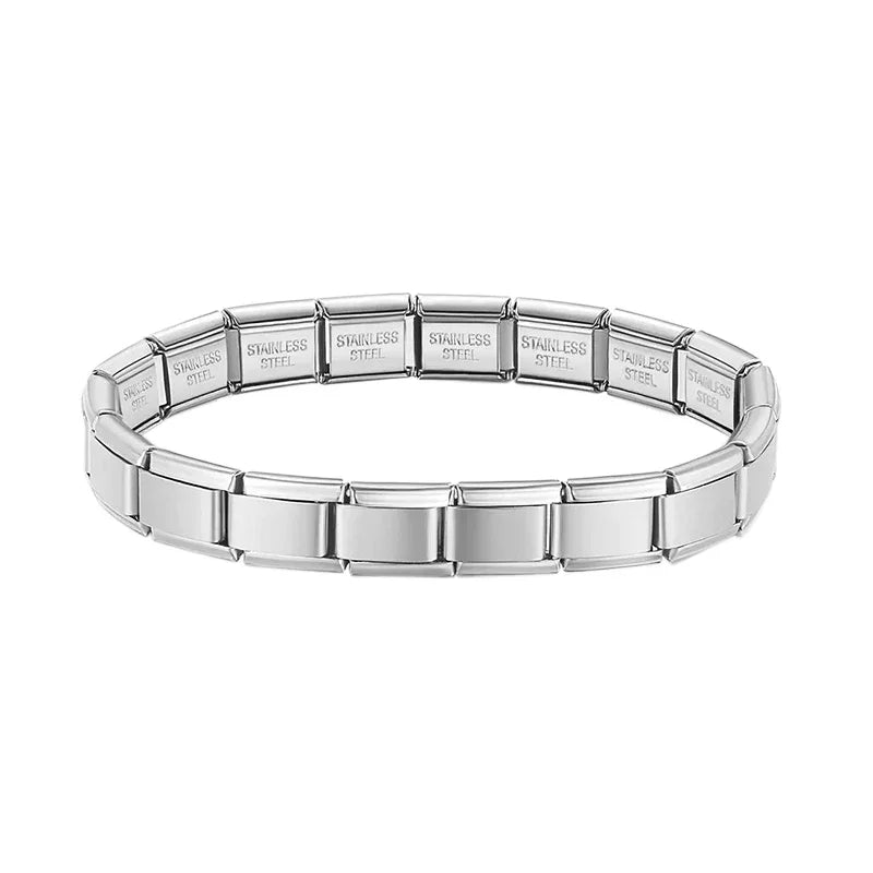 Blue Heart Round STAR Italian Charm Bracelet Fashion Stainless Steel Bangle