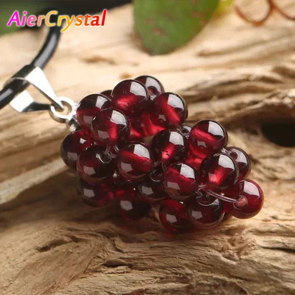 Natural Garnet Grape Pendant Women's Necklace