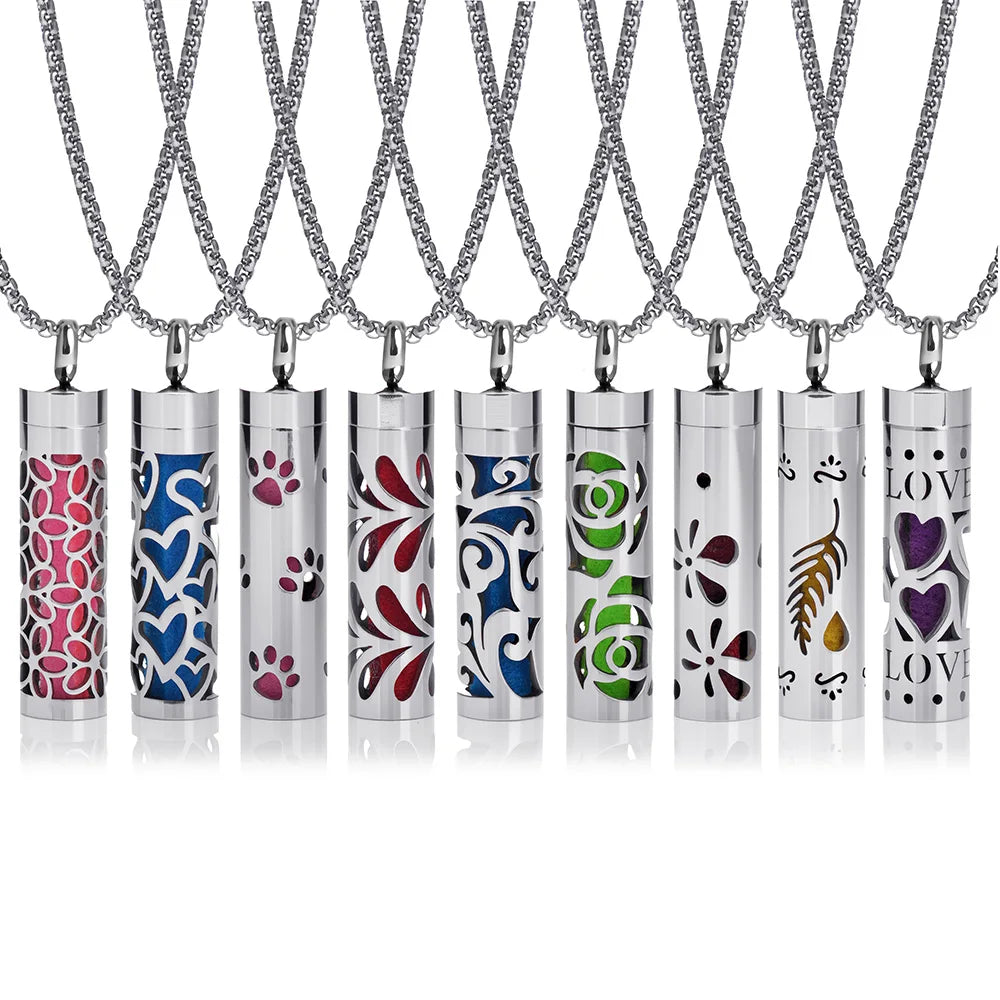 Aromatherapy Necklace Diffuser Pendant 316L Stainless Steel Locket Aroma Perfume Oils Essential Oil Diffuser Pendant Necklace