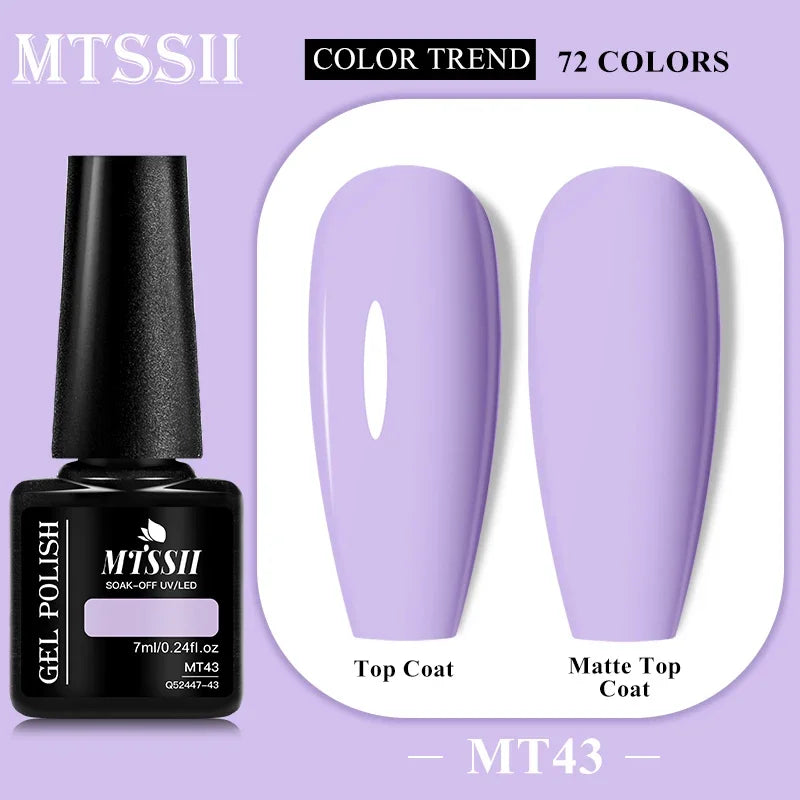 MTSSII 72 Colors 7ml Colorful Gel Nail Polish Nail Supplies Semi Permanent Nail Art Manicure Soak Off LED UV Gel Nail Varnish