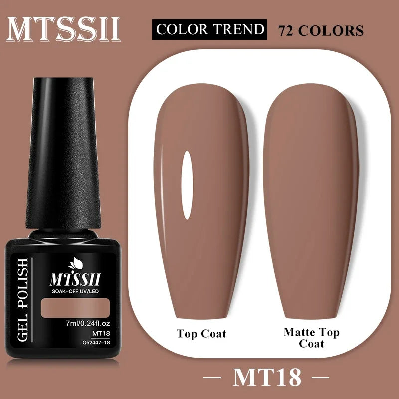 MTSSII 72 Colors 7ml Colorful Gel Nail Polish Nail Supplies Semi Permanent Nail Art Manicure Soak Off LED UV Gel Nail Varnish