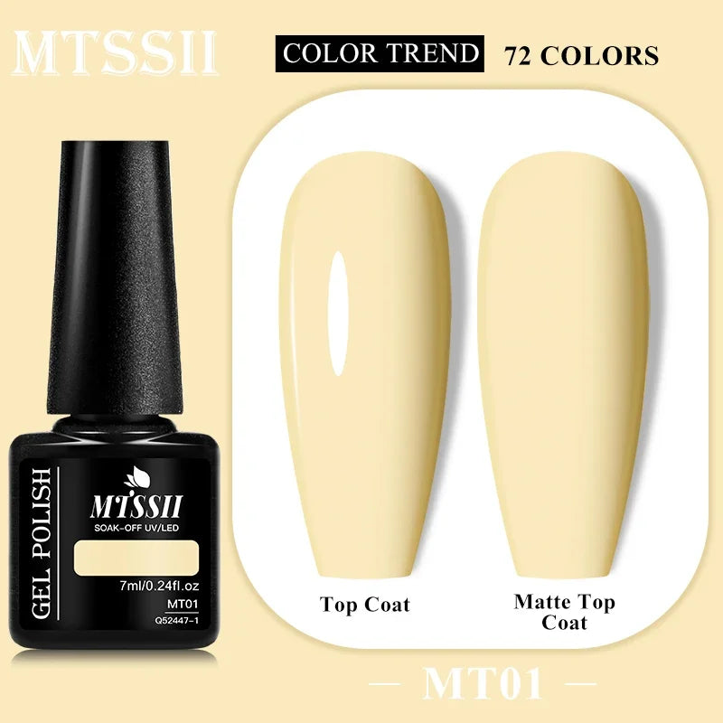 MTSSII 72 Colors 7ml Colorful Gel Nail Polish Nail Supplies Semi Permanent Nail Art Manicure Soak Off LED UV Gel Nail Varnish