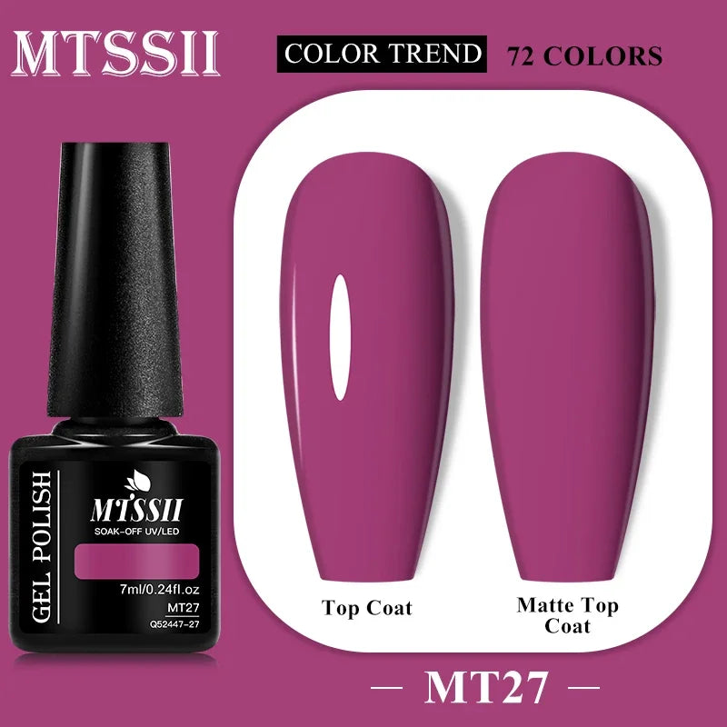 MTSSII 72 Colors 7ml Colorful Gel Nail Polish Nail Supplies Semi Permanent Nail Art Manicure Soak Off LED UV Gel Nail Varnish