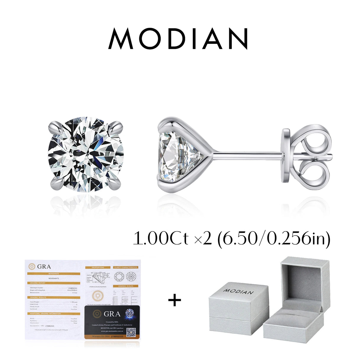 MODIAN 5 Sizes D Color Moissanite Earrings 925 Sterling Silver Sparkling Luxury Stud Earrings For Women Wedding Fine Jewelry