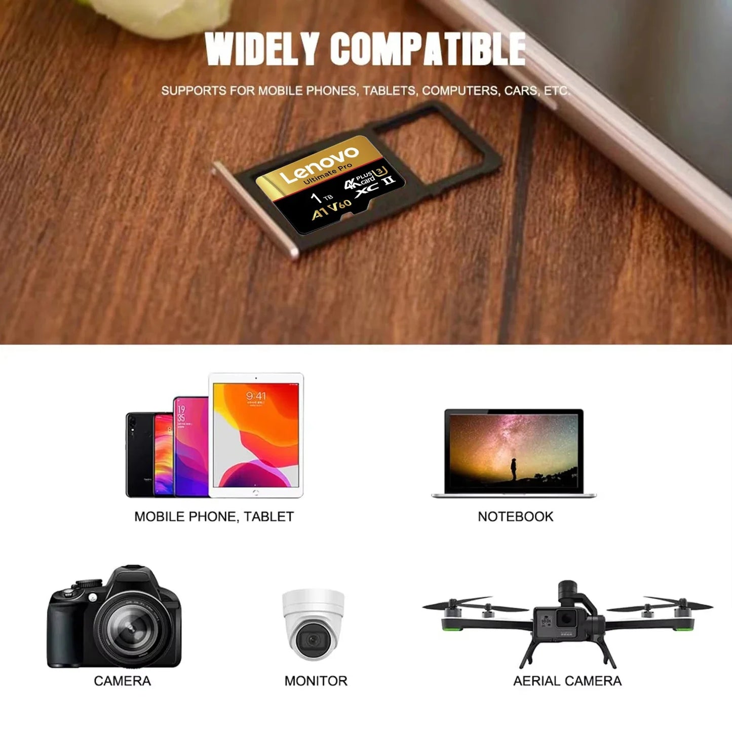 Lenovo High Speed Memory Card 128GB Micro TF SD Card 128GB 256GB TF Card For Camera Surveillance Devices For Sony Xiaomi