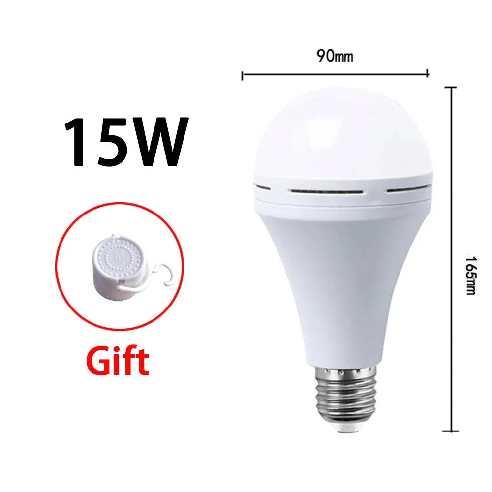 E27 Emergency LED Lamp Bulbs 7W 9W 12W 15W Rechargeable High Brightness Light Bulb Outdoor Camping Fishing Portable Lamps