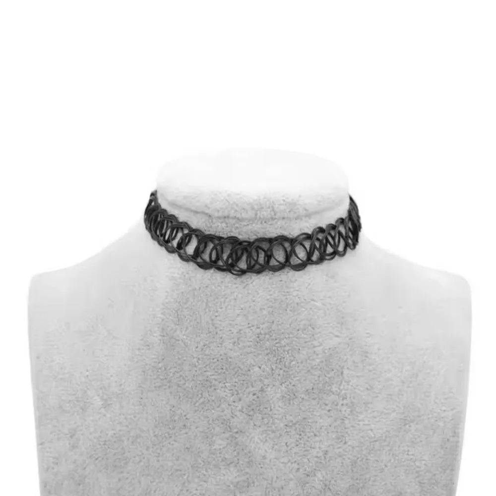 Vintage Elastic Braided Fish Thread Choker Gothic Black Choker 1pc Fashion Necklace for Punk Women Gift Valentine's Day Gift