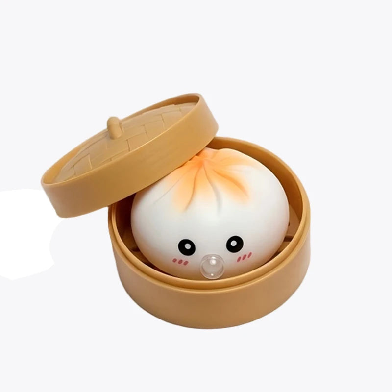 Dumpling Squeeze Blow Bubbles Toy Dumpling Squishies Set with Steamer Bubble-Blowing Squishies Stretchy Fidget Sensory