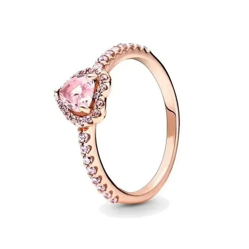 Hot selling 925 silver exquisite luxury sparkling crown heart-shaped women's ring jewelry