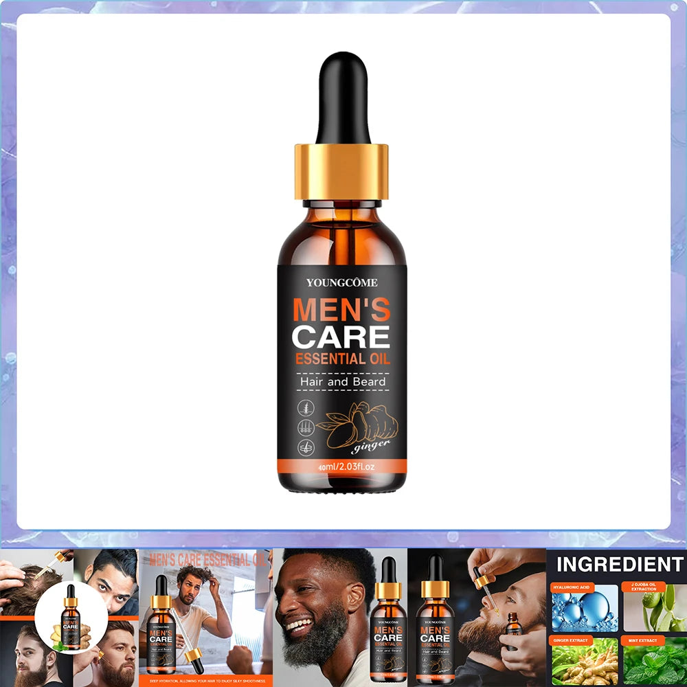Men Beard Essential Oil Increase Moisturize Soft Smooth Nourish Thicken For Grooming Hair Facial Care Beard Growth Oil Care