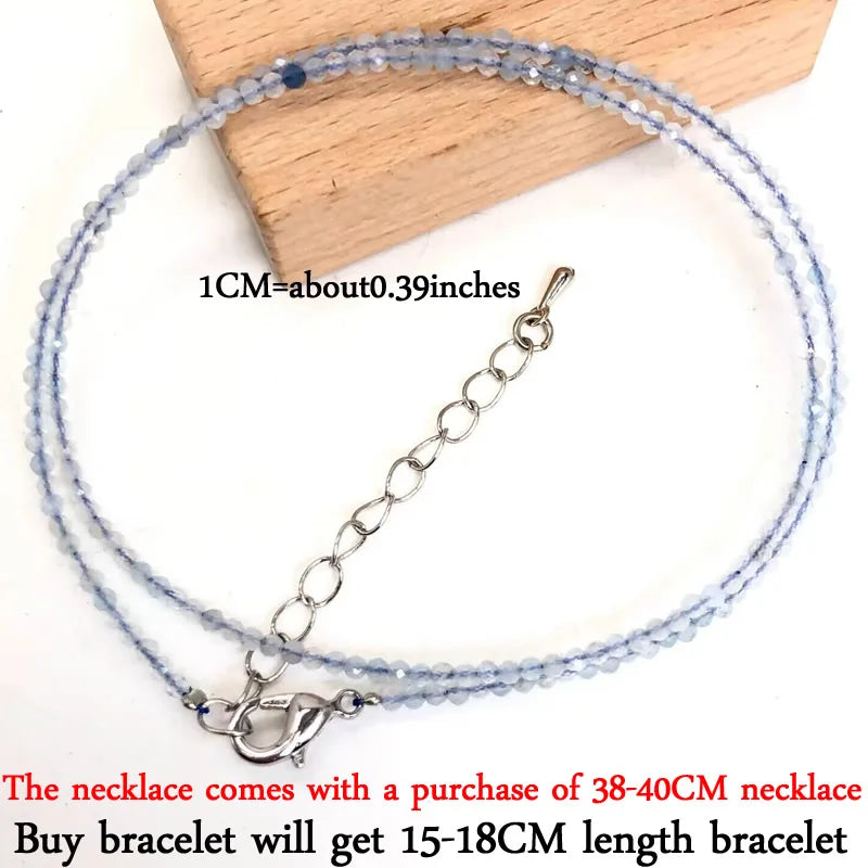 Small Natural Stone Bead Necklace Bracelet for Women, Zircon Tourmaline Pearl Necklace with, Reki Clavicle Chain, Choker, 2-3mm