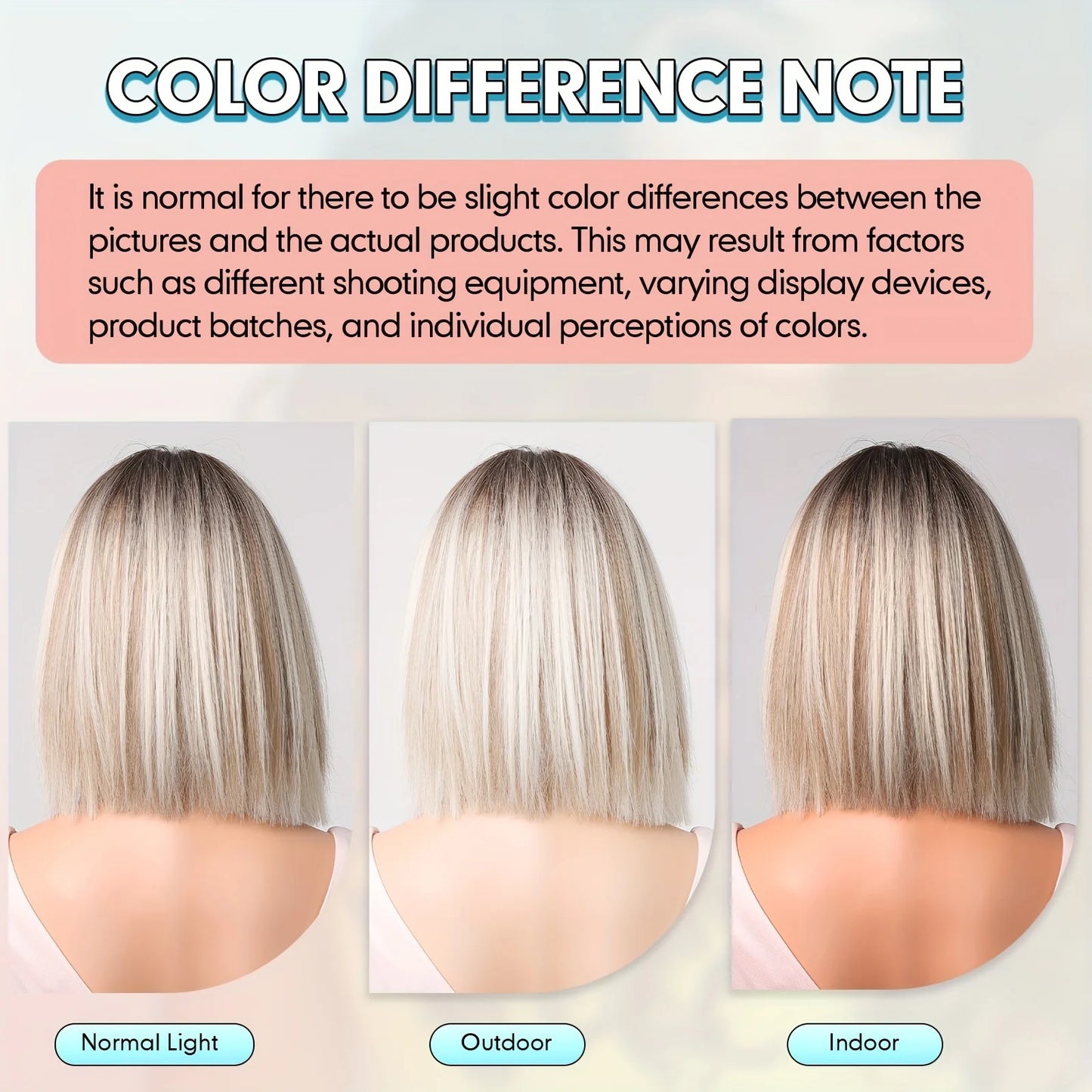 Platinum Blonde Ombre Middle Part Short Straight Bob Synthetic Wig for Women Heat Resistant Hair for Daily Party Cosplay