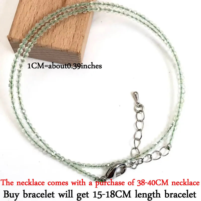 Small Natural Stone Bead Necklace Bracelet for Women, Zircon Tourmaline Pearl Necklace with, Reki Clavicle Chain, Choker, 2-3mm