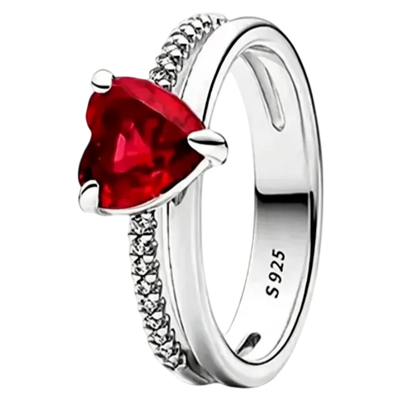 2025 New 925 Silver Red Pink, Purple,green Heart-shaped Rings Are Suitable For Delicate For Women At Wedding Parties Jewelry