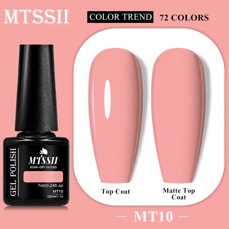 MTSSII 72 Colors 7ml Colorful Gel Nail Polish Nail Supplies Semi Permanent Nail Art Manicure Soak Off LED UV Gel Nail Varnish