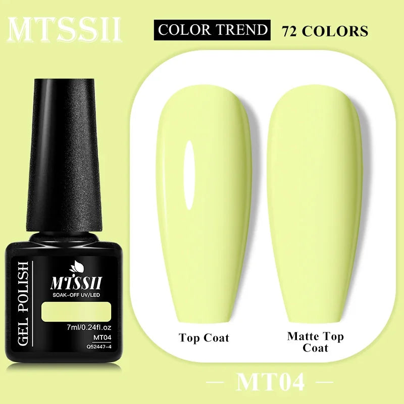 MTSSII 72 Colors 7ml Colorful Gel Nail Polish Nail Supplies Semi Permanent Nail Art Manicure Soak Off LED UV Gel Nail Varnish