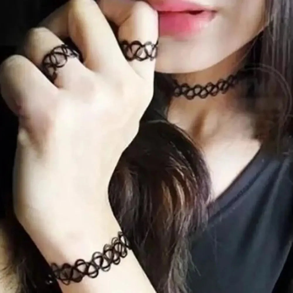 Vintage Elastic Braided Fish Thread Choker Gothic Black Choker 1pc Fashion Necklace for Punk Women Gift Valentine's Day Gift