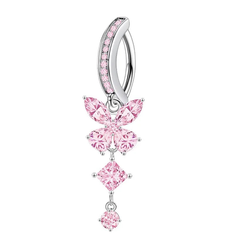 1PCS Drip Belly Button Ring Stainless Steel Crystal Clicker Belly Rings Women Fashion Reverse Navel Piercing Rings Body Jewelry
