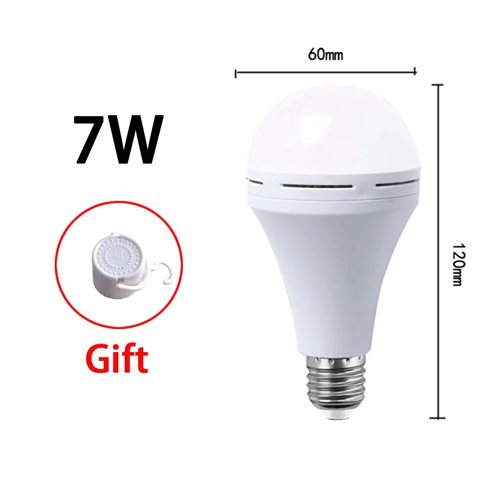 E27 Emergency LED Lamp Bulbs 7W 9W 12W 15W Rechargeable High Brightness Light Bulb Outdoor Camping Fishing Portable Lamps