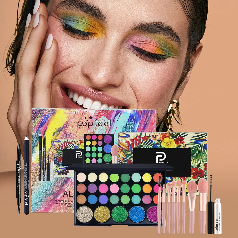 POPFEEL Eye Makeup Kit, Featuring a 40-Color Eyeshadow Palette and Eyebrow Pens. Perfect for Beginners and as a Thoughtful Gift