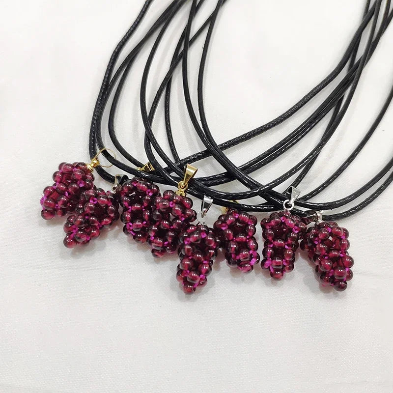 Natural Garnet Grape Pendant Women's Necklace