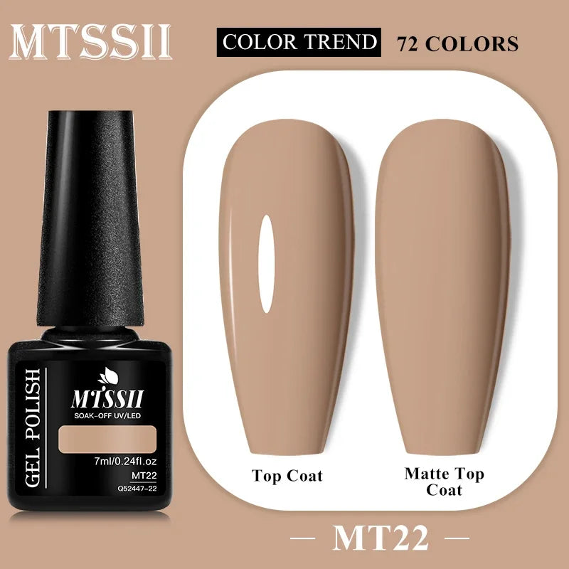 MTSSII 72 Colors 7ml Colorful Gel Nail Polish Nail Supplies Semi Permanent Nail Art Manicure Soak Off LED UV Gel Nail Varnish
