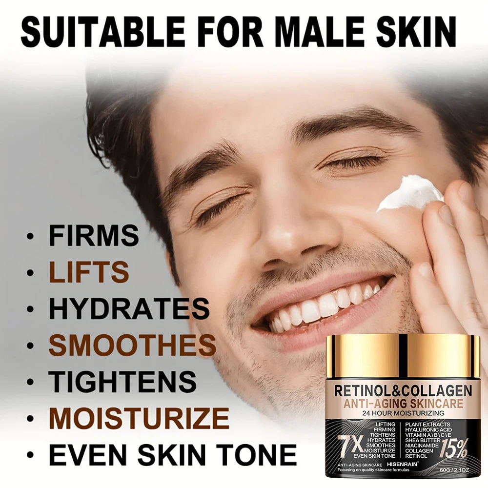 HISENRAIN Retinol Collagen Face Cream - Anti-Aging Intense Moisturizer, Reduce Wrinkles Fine Lines & Firm Skin.