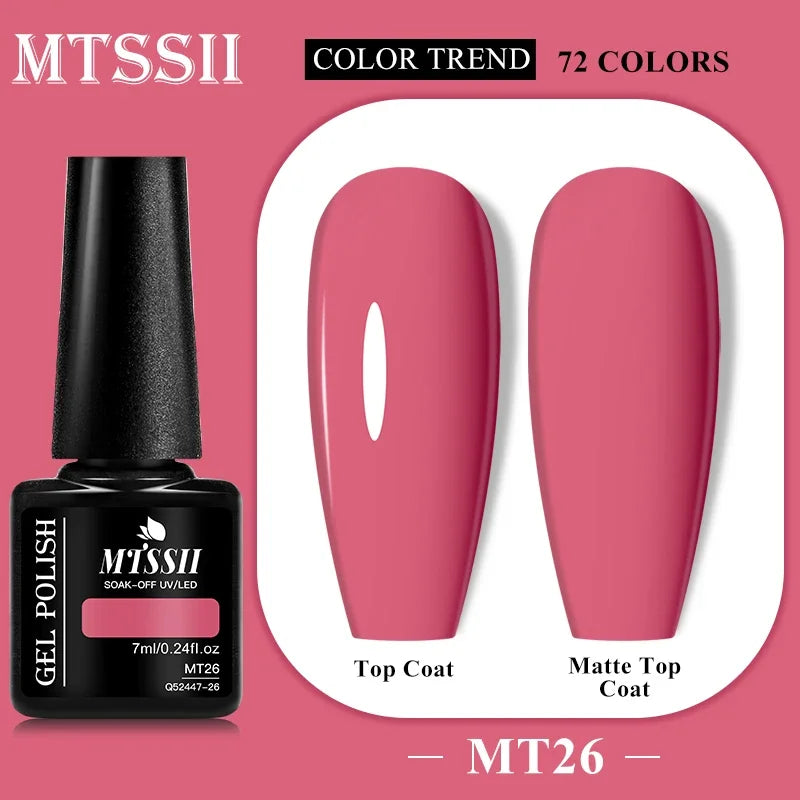 MTSSII 72 Colors 7ml Colorful Gel Nail Polish Nail Supplies Semi Permanent Nail Art Manicure Soak Off LED UV Gel Nail Varnish