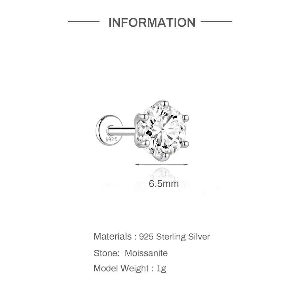 CANNER 0.5-1.2 Carat D Color Moissanite Ear Stud Earrings For Women 925 Sterling Silver Sparkling Piercing Earring Fine Jewelry
