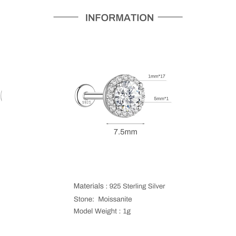 CANNER 0.5-1.2 Carat D Color Moissanite Ear Stud Earrings For Women 925 Sterling Silver Sparkling Piercing Earring Fine Jewelry
