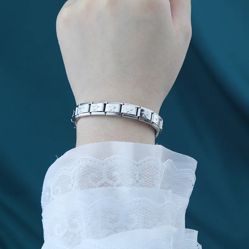 New Fashion 9mm Width Star Heart Italian Charm Bracelet