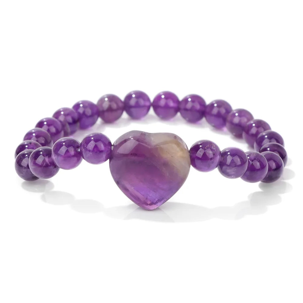 Natural Stone Charm Bracelets For Women Men Amethysts Lapis Lazuli Labradorite White Howlite Elastic Bracelet Jewelry