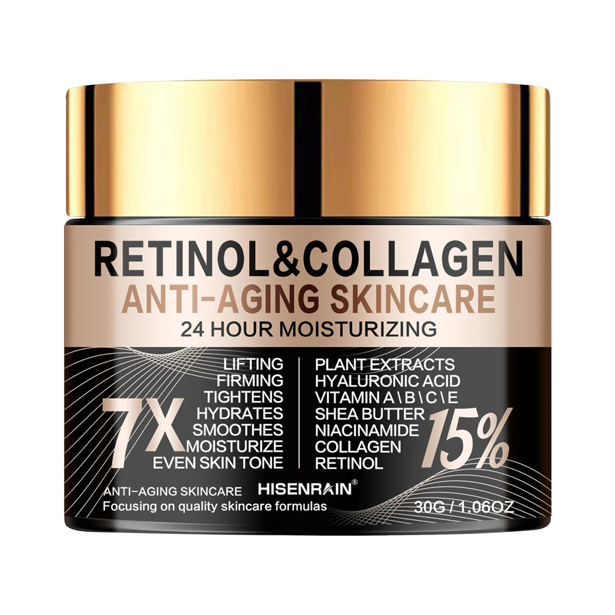 HISENRAIN Retinol Collagen Face Cream - Anti-Aging Intense Moisturizer, Reduce Wrinkles Fine Lines & Firm Skin.